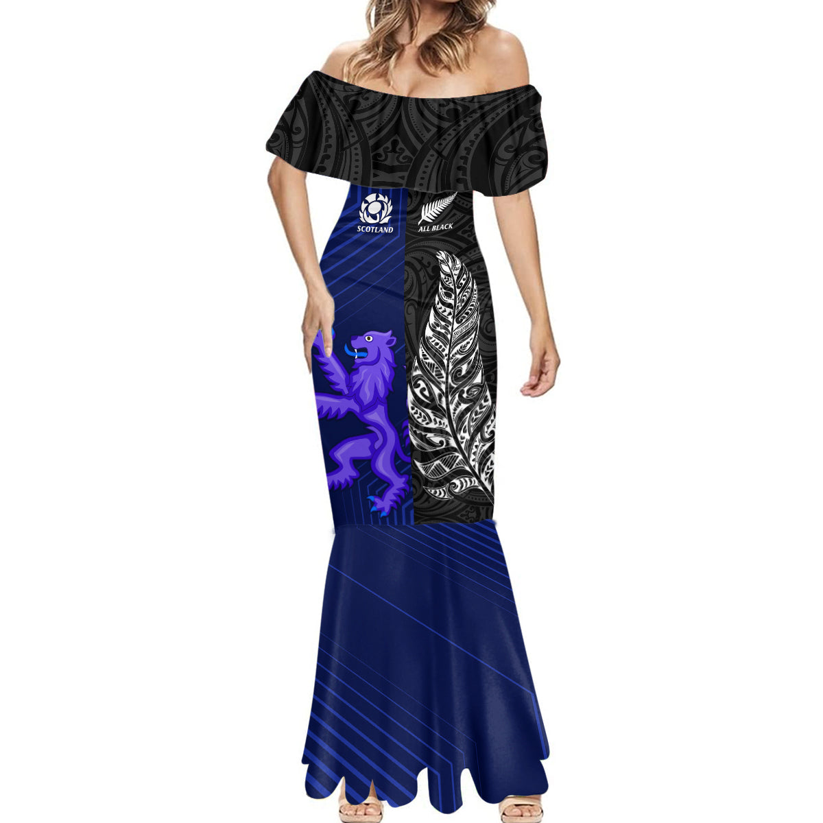 personalised-new-zealand-and-scotland-rugby-mermaid-dress-all-black-maori-with-thistle-together