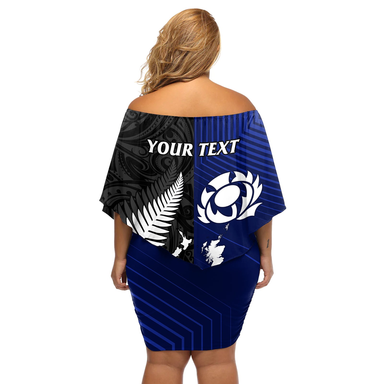 personalised-new-zealand-and-scotland-rugby-off-shoulder-short-dress-all-black-maori-with-thistle-together