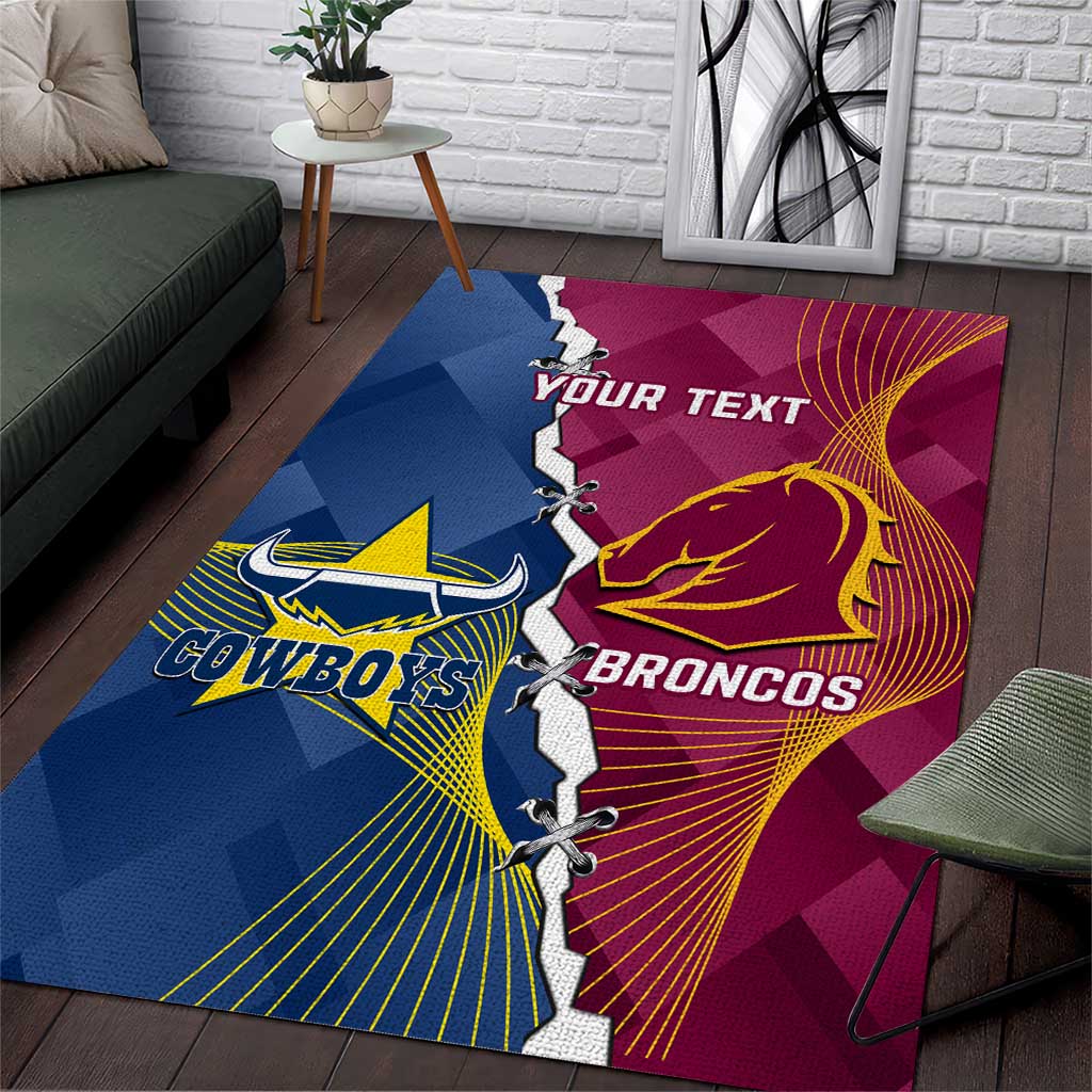 Custom Cowboys And Broncos Rugby Area Rug Dynamic Style - Vibe Hoodie Shop