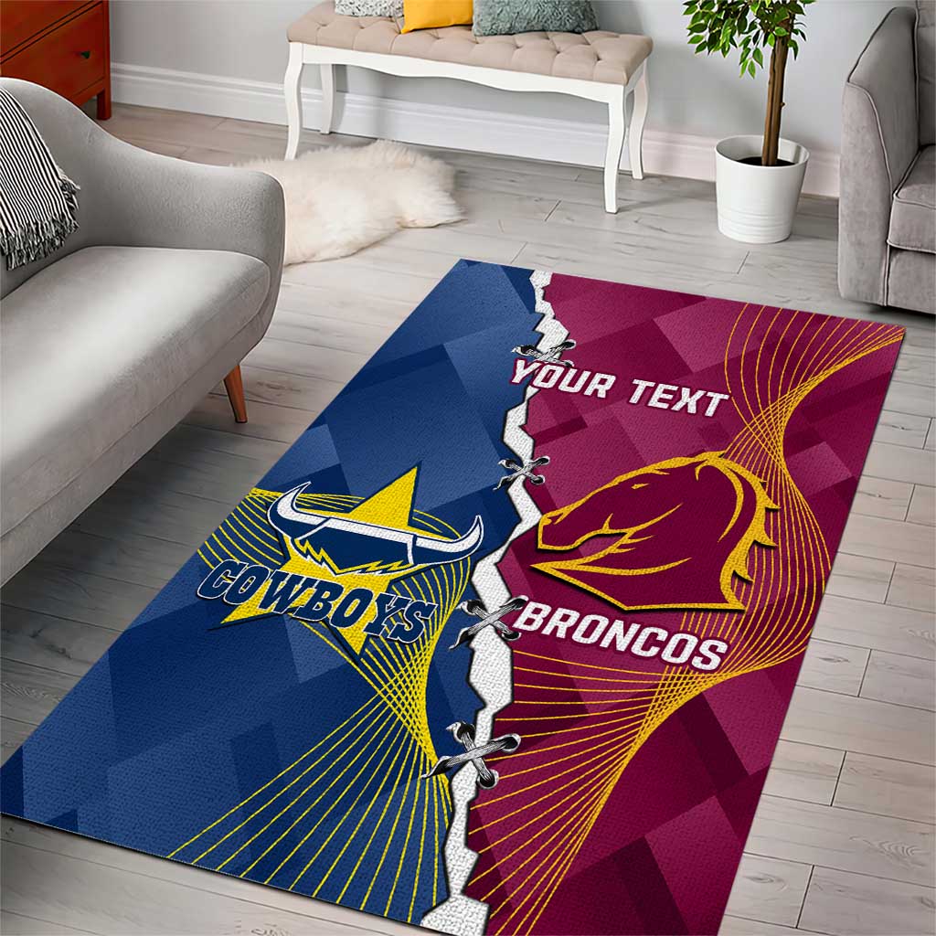 Custom Cowboys And Broncos Rugby Area Rug Dynamic Style - Vibe Hoodie Shop