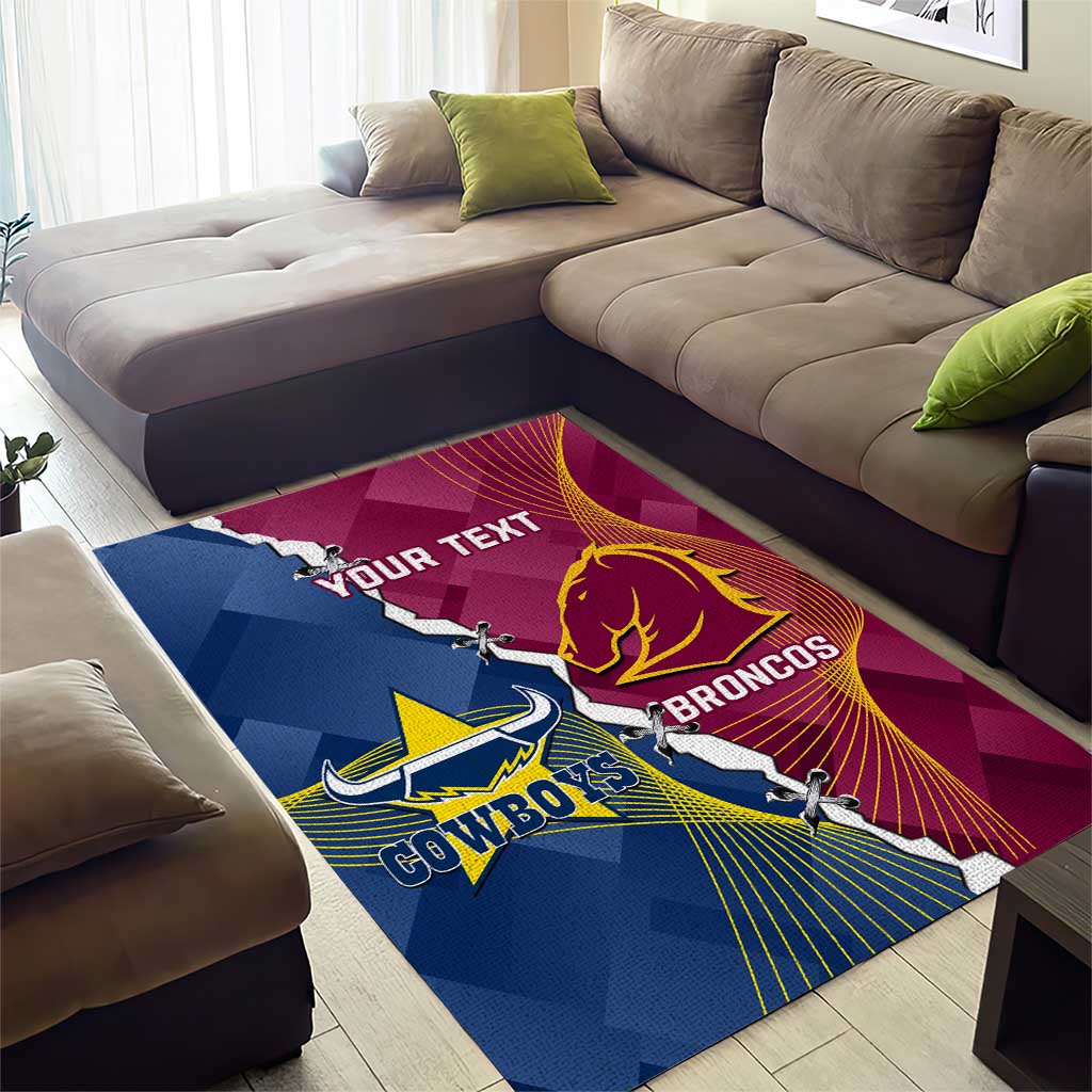 Custom Cowboys And Broncos Rugby Area Rug Dynamic Style - Vibe Hoodie Shop