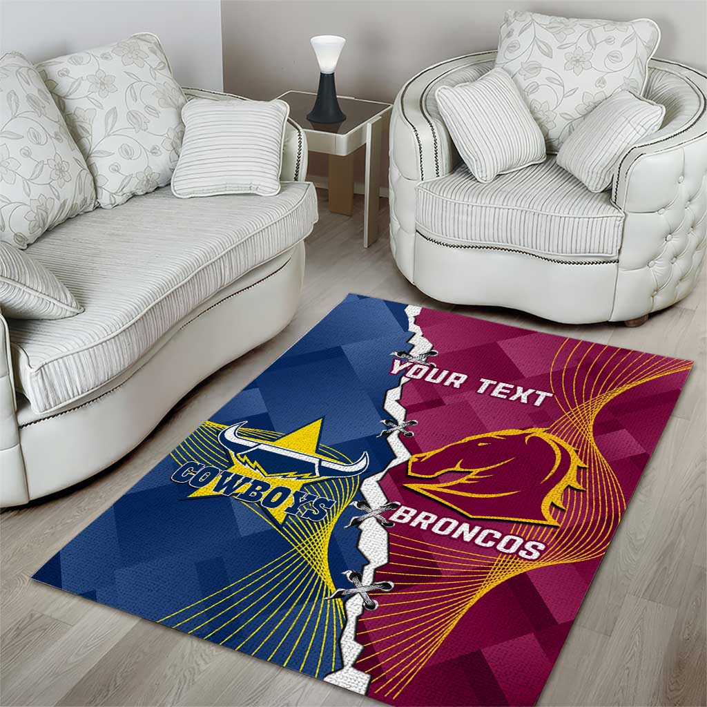 Custom Cowboys And Broncos Rugby Area Rug Dynamic Style - Vibe Hoodie Shop