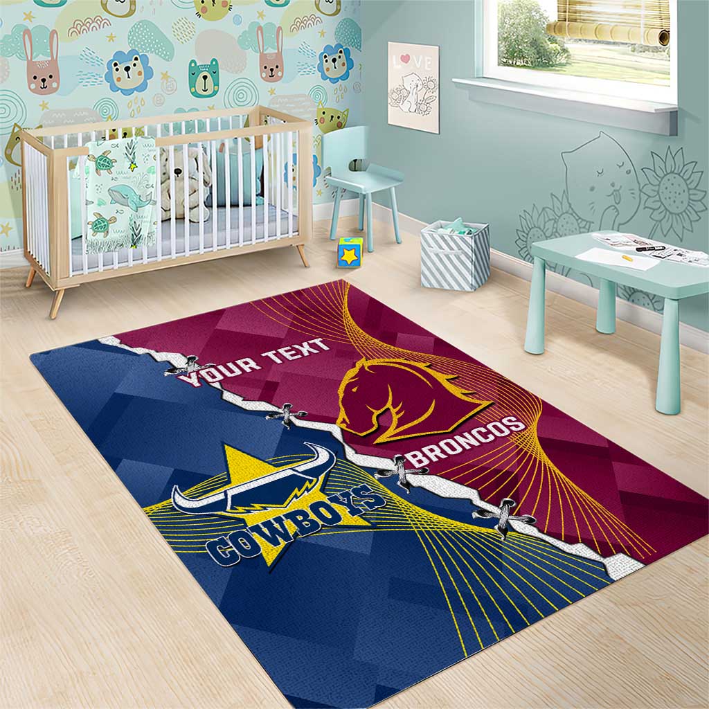 Custom Cowboys And Broncos Rugby Area Rug Dynamic Style - Vibe Hoodie Shop