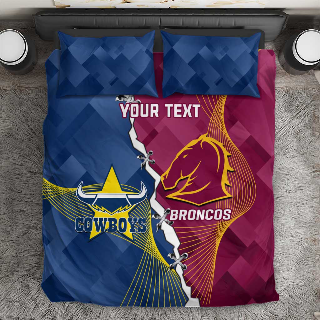 Custom Cowboys And Broncos Rugby Bedding Set Dynamic Style - Vibe Hoodie Shop