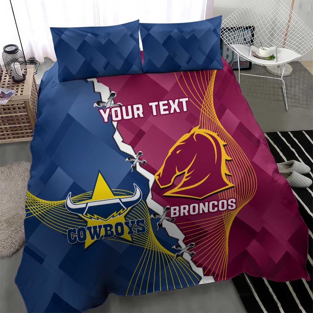 Custom Cowboys And Broncos Rugby Bedding Set Dynamic Style - Vibe Hoodie Shop