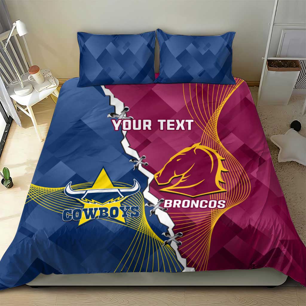 Custom Cowboys And Broncos Rugby Bedding Set Dynamic Style - Vibe Hoodie Shop