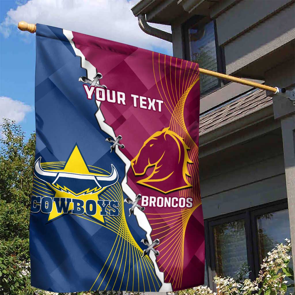 Custom Cowboys And Broncos Rugby Garden Flag Dynamic Style - Vibe Hoodie Shop