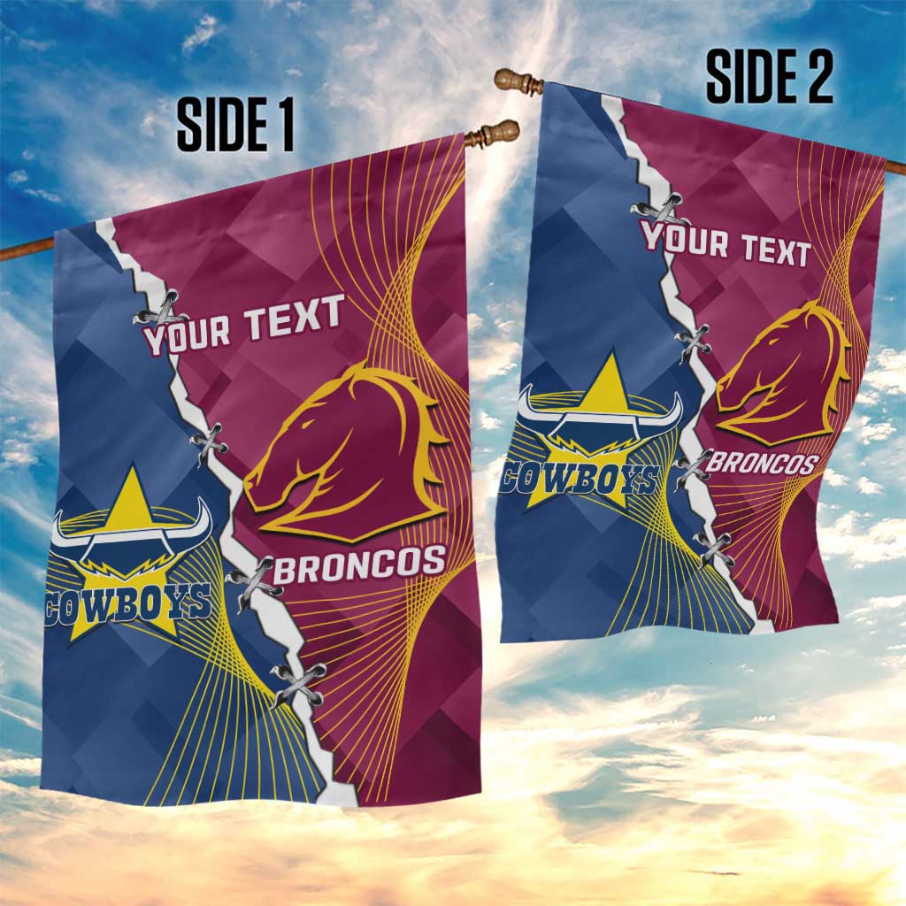 Custom Cowboys And Broncos Rugby Garden Flag Dynamic Style - Vibe Hoodie Shop