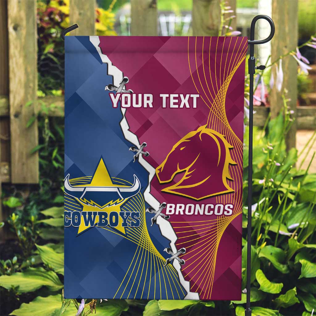 Custom Cowboys And Broncos Rugby Garden Flag Dynamic Style - Vibe Hoodie Shop