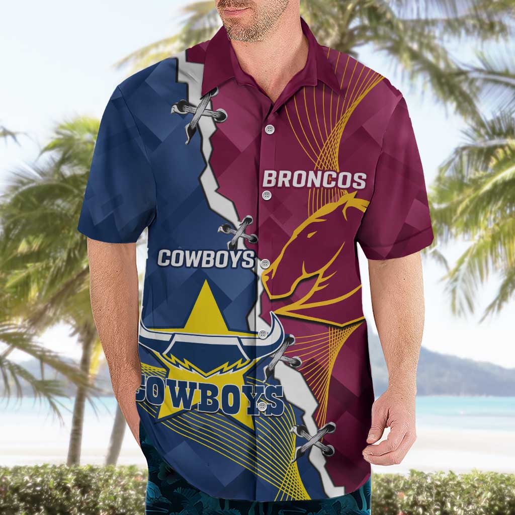 Custom Cowboys And Broncos Rugby Hawaiian Shirt Dynamic Style - Vibe Hoodie Shop