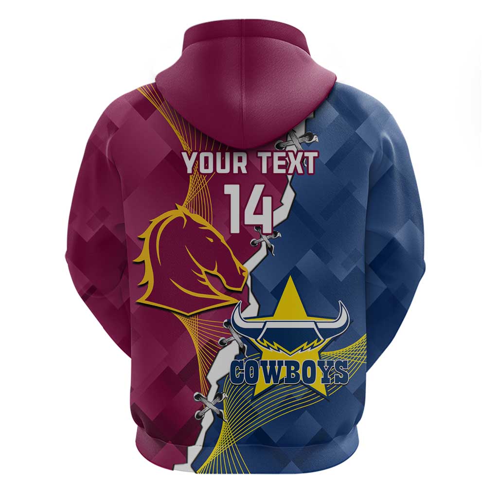 Custom Cowboys And Broncos Rugby Hoodie Dynamic Style - Vibe Hoodie Shop