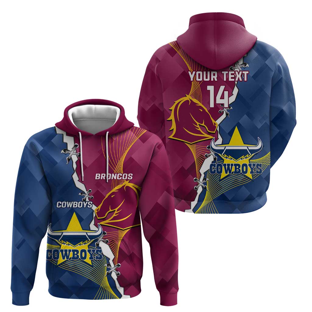 Custom Cowboys And Broncos Rugby Hoodie Dynamic Style - Vibe Hoodie Shop