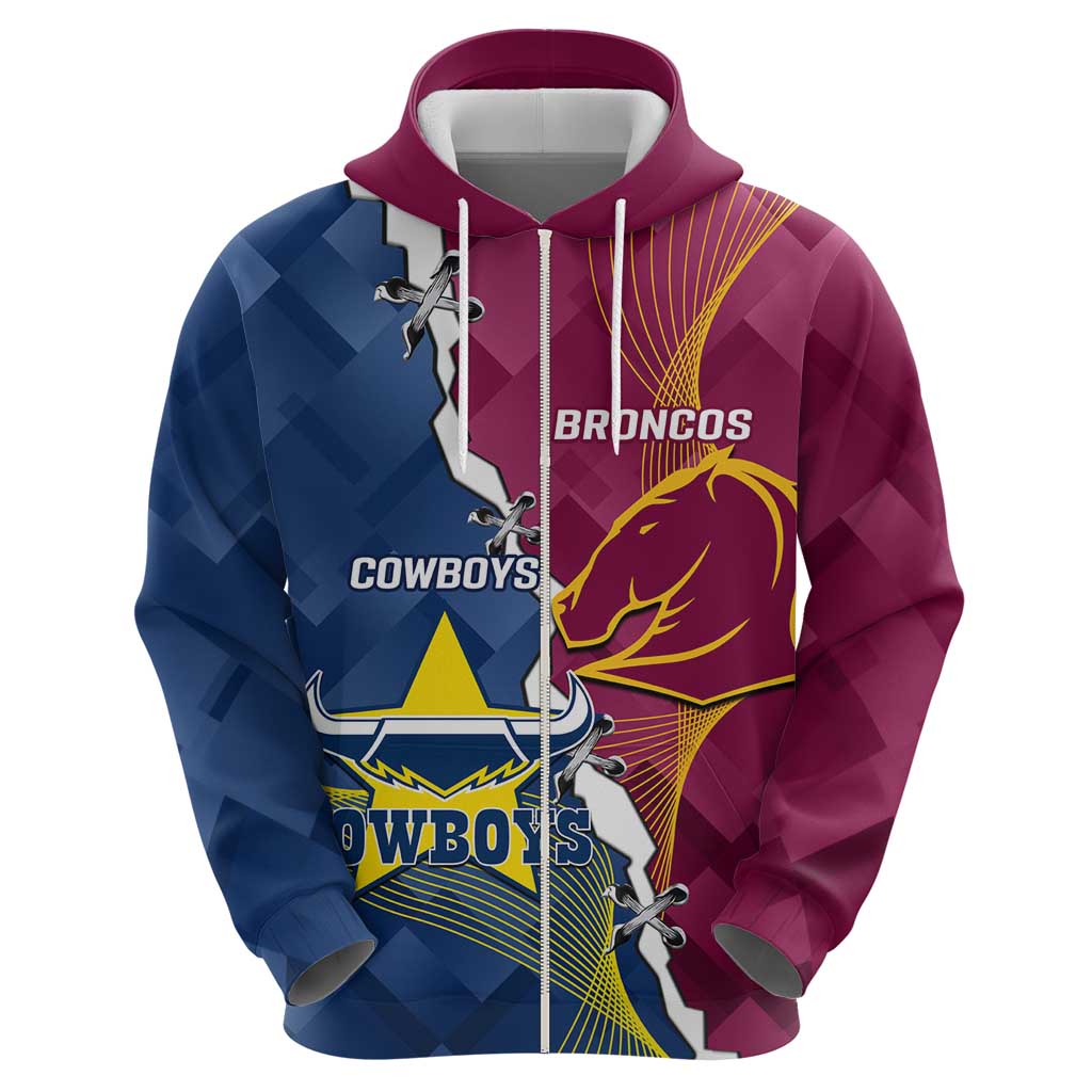 Custom Cowboys And Broncos Rugby Hoodie Dynamic Style - Vibe Hoodie Shop