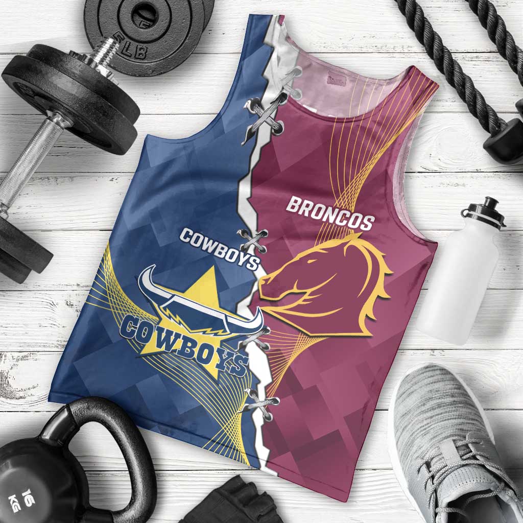 Custom Cowboys And Broncos Rugby Men Tank Top Dynamic Style - Vibe Hoodie Shop