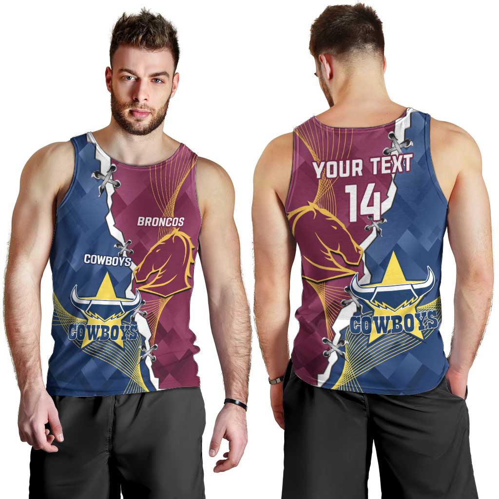 Custom Cowboys And Broncos Rugby Men Tank Top Dynamic Style - Vibe Hoodie Shop
