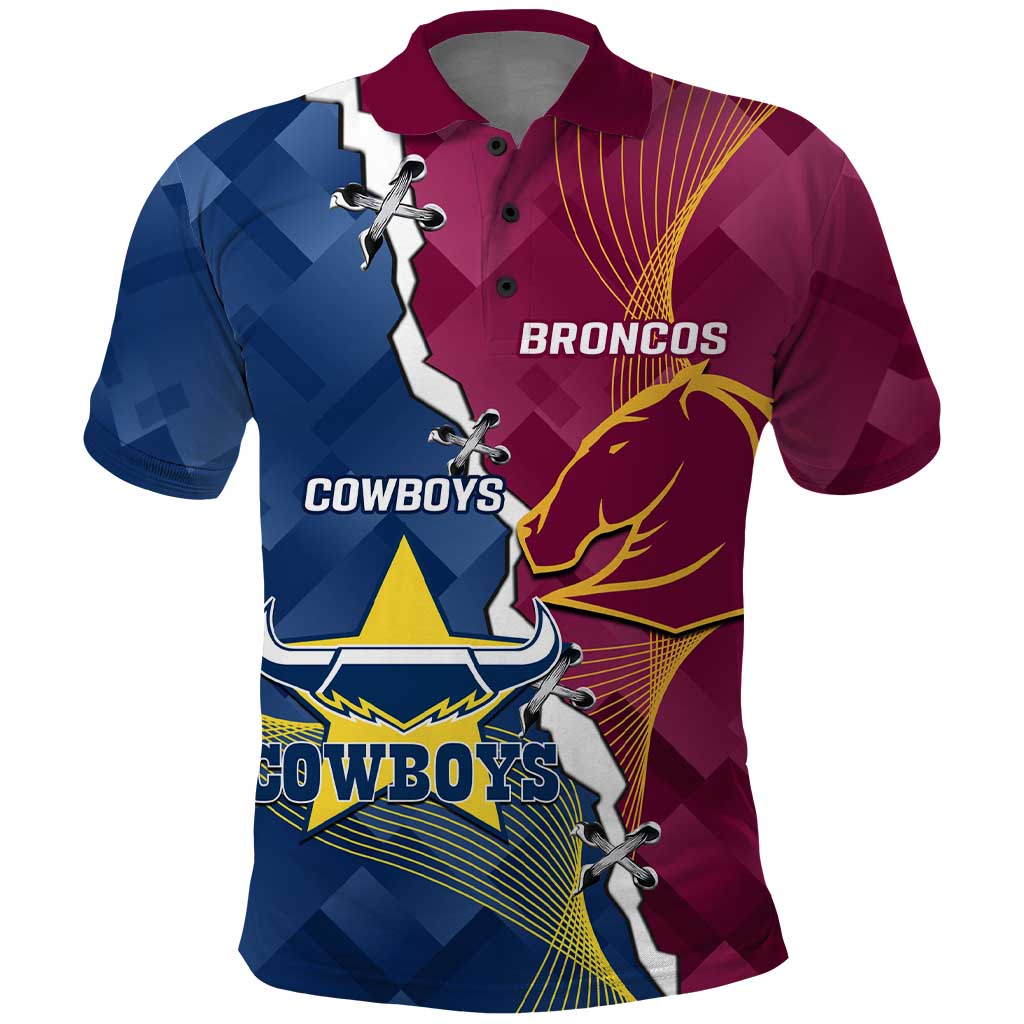 Custom Cowboys And Broncos Rugby Polo Shirt Dynamic Style - Vibe Hoodie Shop