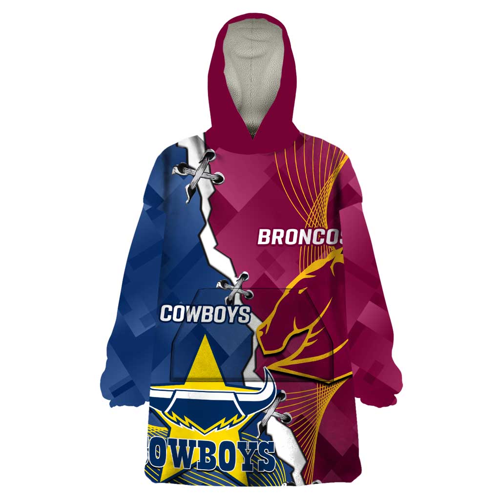 Custom Cowboys And Broncos Rugby Wearable Blanket Hoodie Dynamic Style - Vibe Hoodie Shop