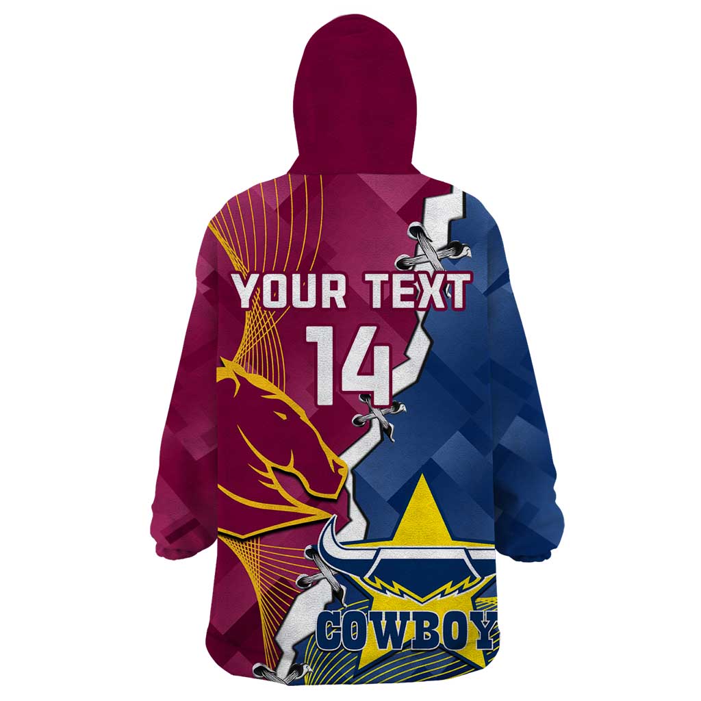 Custom Cowboys And Broncos Rugby Wearable Blanket Hoodie Dynamic Style - Vibe Hoodie Shop