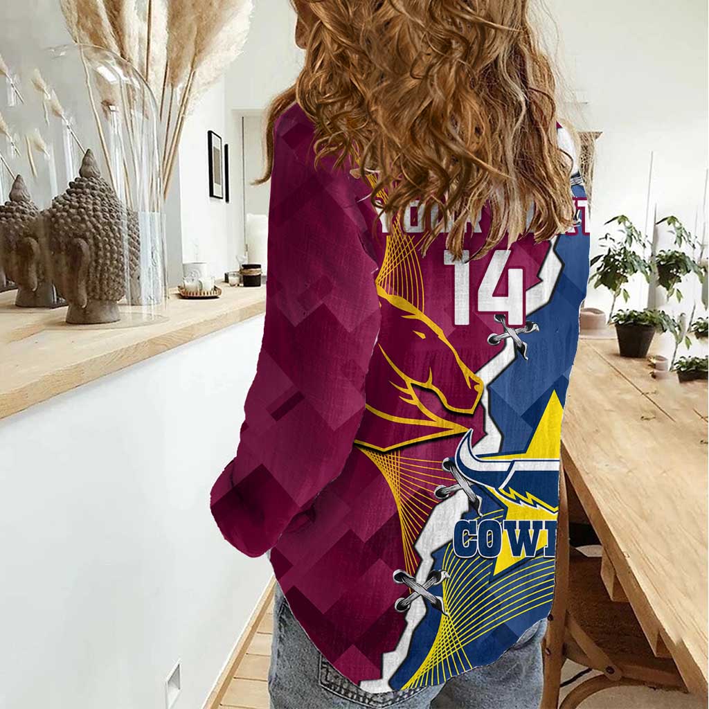 Custom Cowboys And Broncos Rugby Women Casual Shirt Dynamic Style - Vibe Hoodie Shop