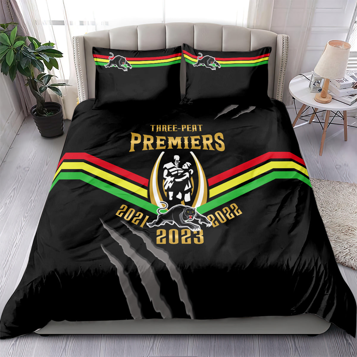 NRL Panthers Bedding Set Premiers 2023 Three Peat Proud Of Our Boys Black - Vibe Hoodie Shop