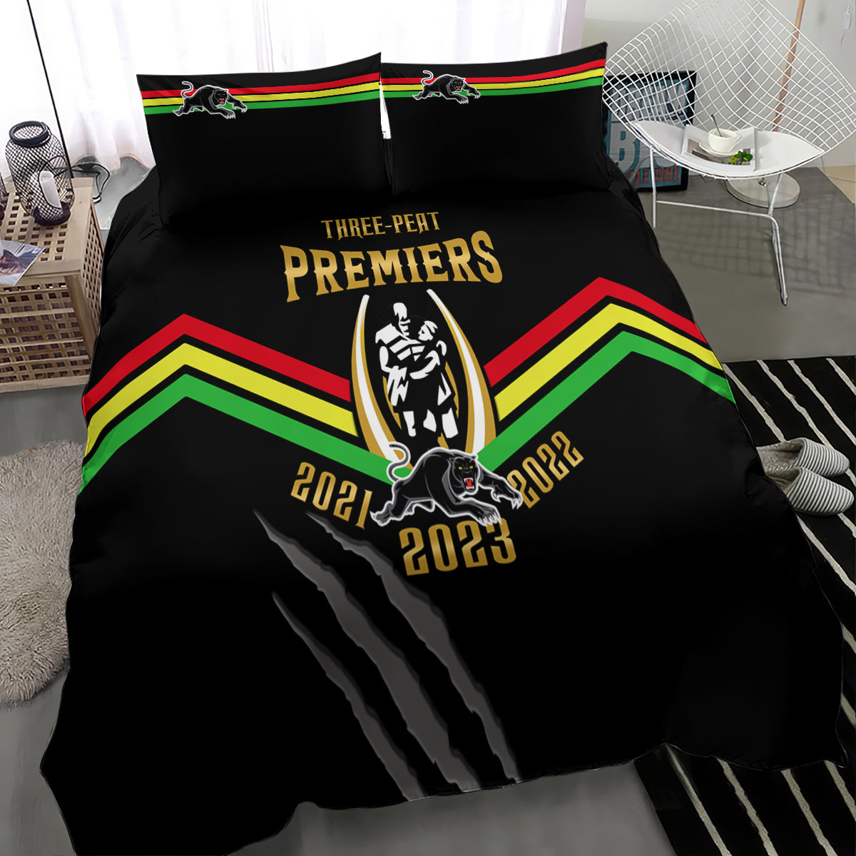 NRL Panthers Bedding Set Premiers 2023 Three Peat Proud Of Our Boys Black - Vibe Hoodie Shop