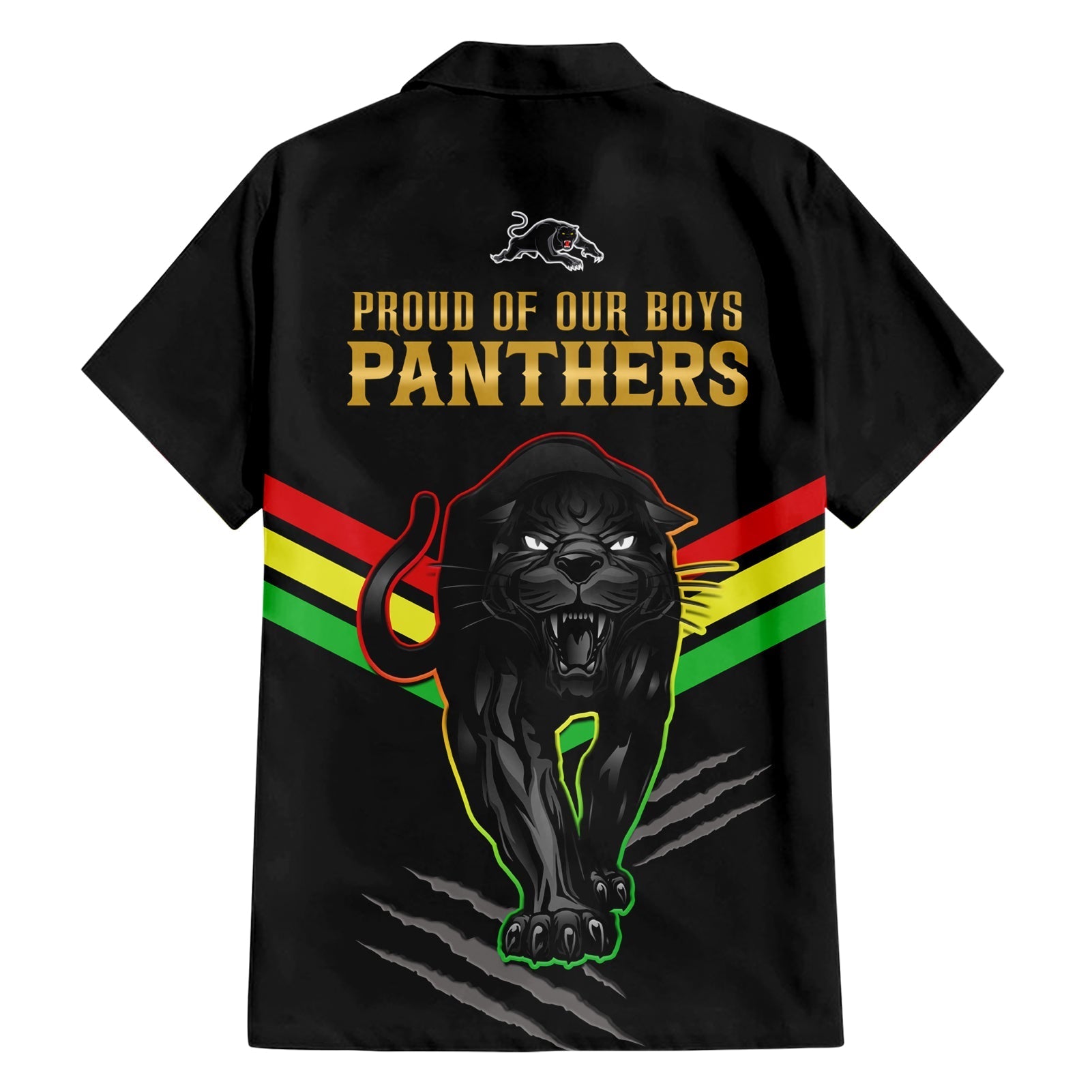 NRL Panthers Hawaiian Shirt Premiers 2023 Three Peat Proud Of Our Boys Black - Vibe Hoodie Shop