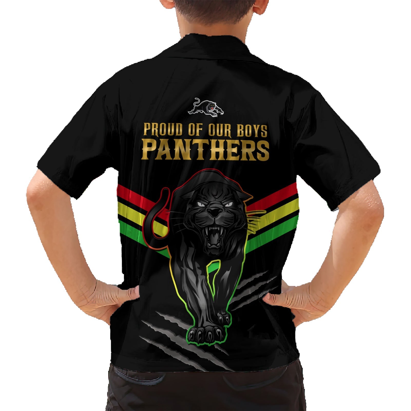 NRL Panthers Hawaiian Shirt Premiers 2023 Three Peat Proud Of Our Boys Black - Vibe Hoodie Shop