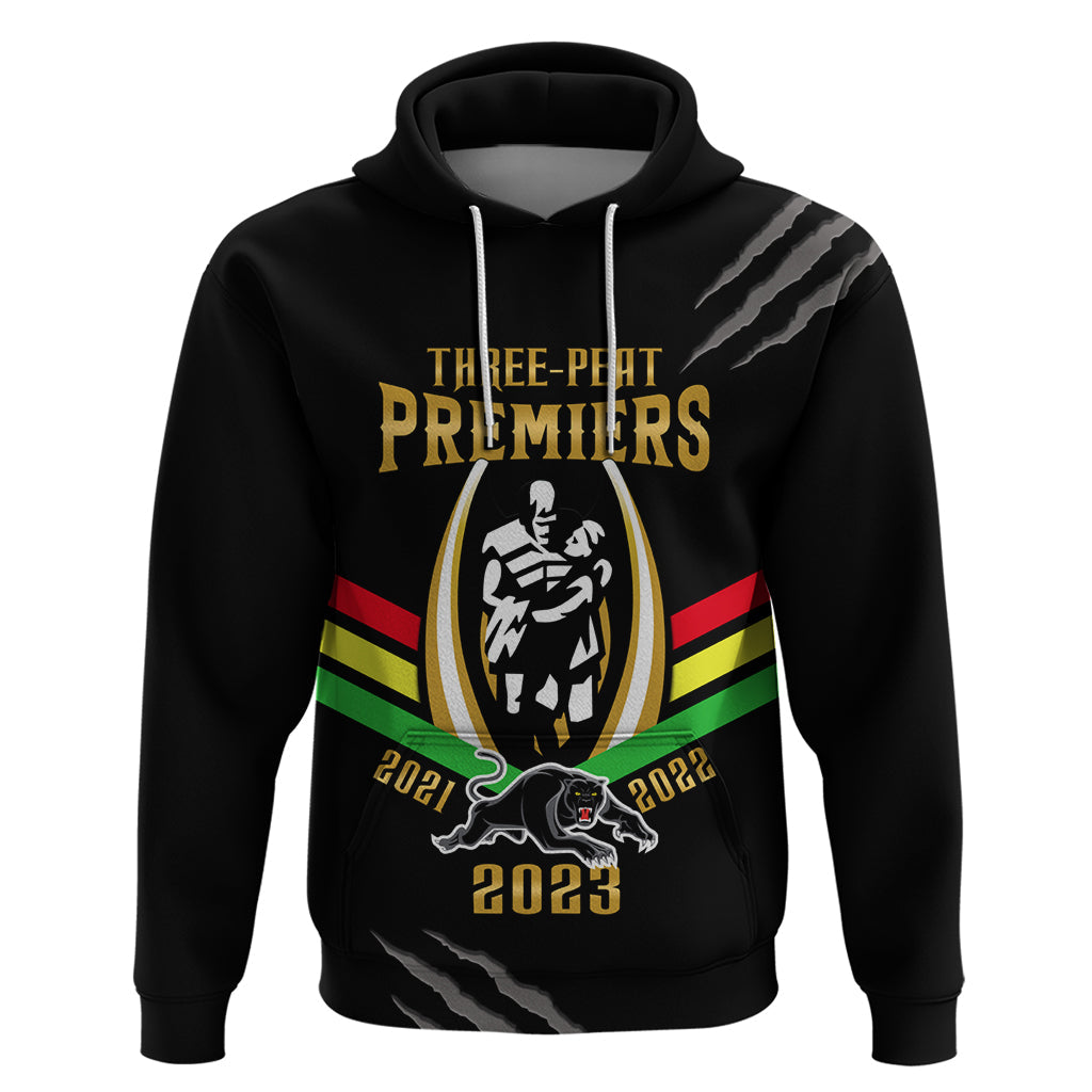 NRL Panthers Hoodie Premiers 2023 Three Peat Proud Of Our Boys Black - Vibe Hoodie Shop