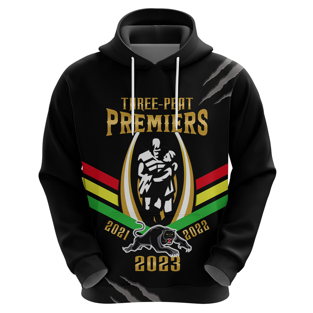 NRL Panthers Hoodie Premiers 2023 Three Peat Proud Of Our Boys Black - Vibe Hoodie Shop