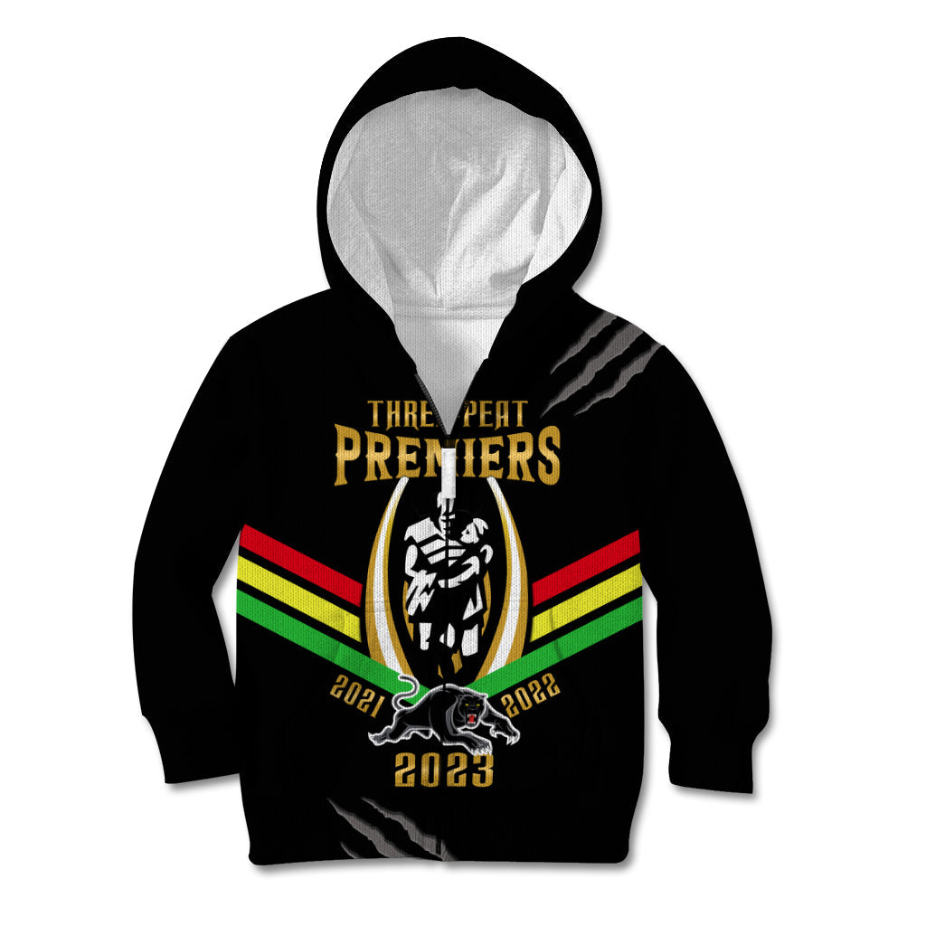 NRL Panthers Kid Hoodie Premiers 2023 Three Peat Proud Of Our Boys Black - Vibe Hoodie Shop
