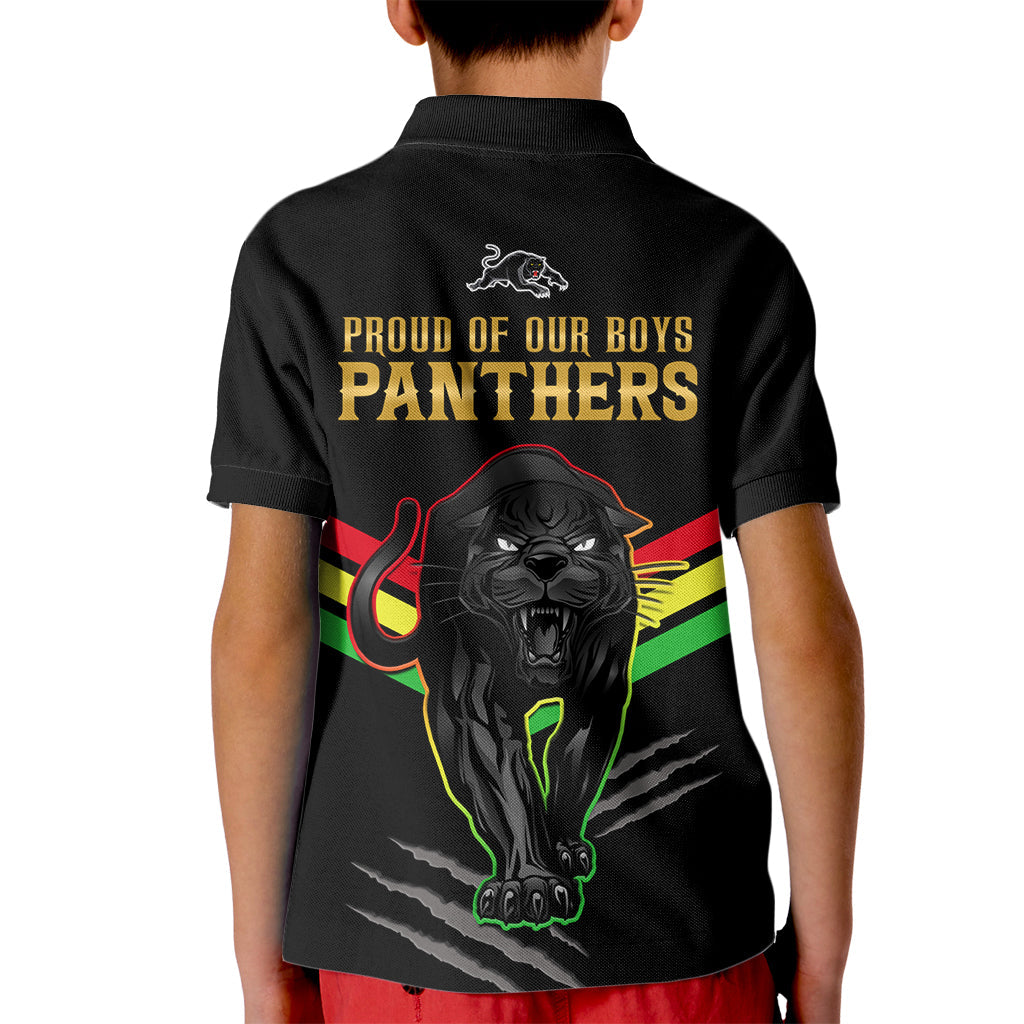 NRL Panthers Kid Polo Shirt Premiers 2023 Three Peat Proud Of Our Boys Black - Vibe Hoodie Shop