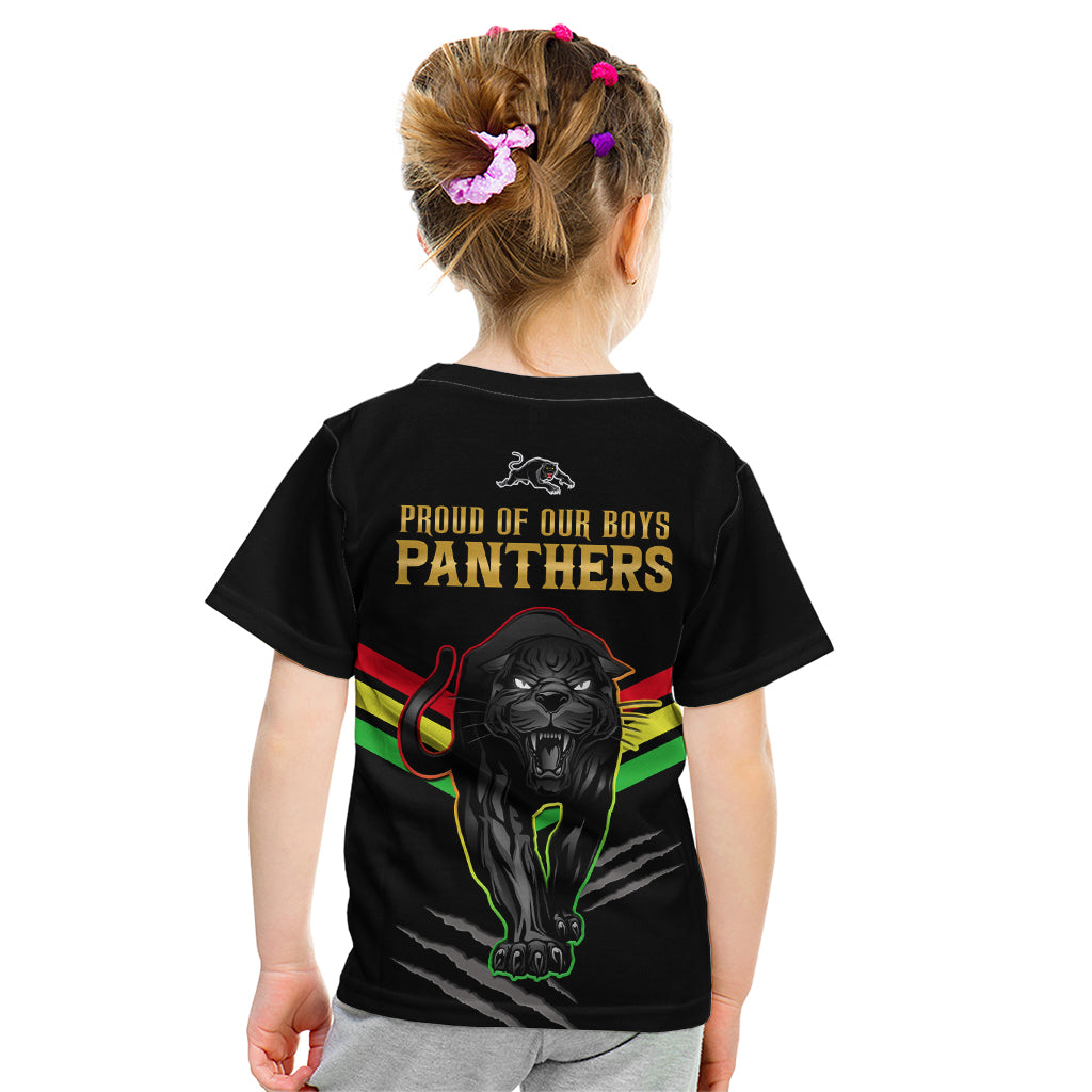 NRL Panthers Kid T Shirt Premiers 2023 Three Peat Proud Of Our Boys Black - Vibe Hoodie Shop