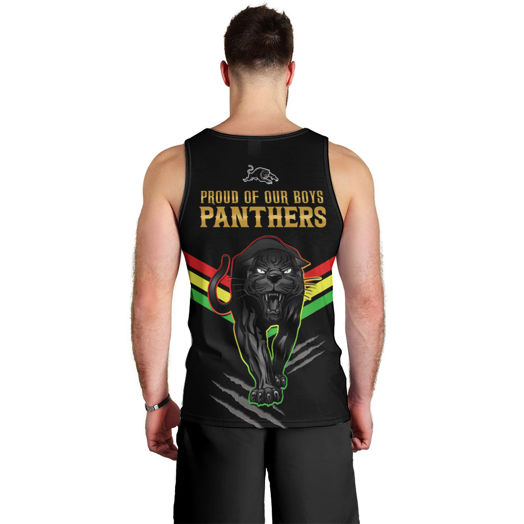 NRL Panthers Men Tank Top Premiers 2023 Three Peat Proud Of Our Boys Black - Vibe Hoodie Shop