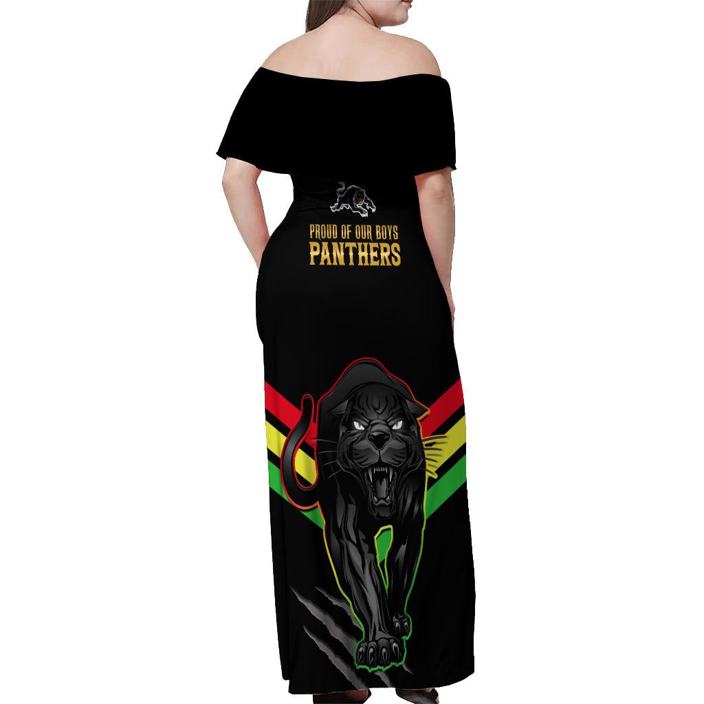 nrl-panthers-off-shoulder-maxi-dress-premiers-2023-three-peat-proud-of-our-boys-black