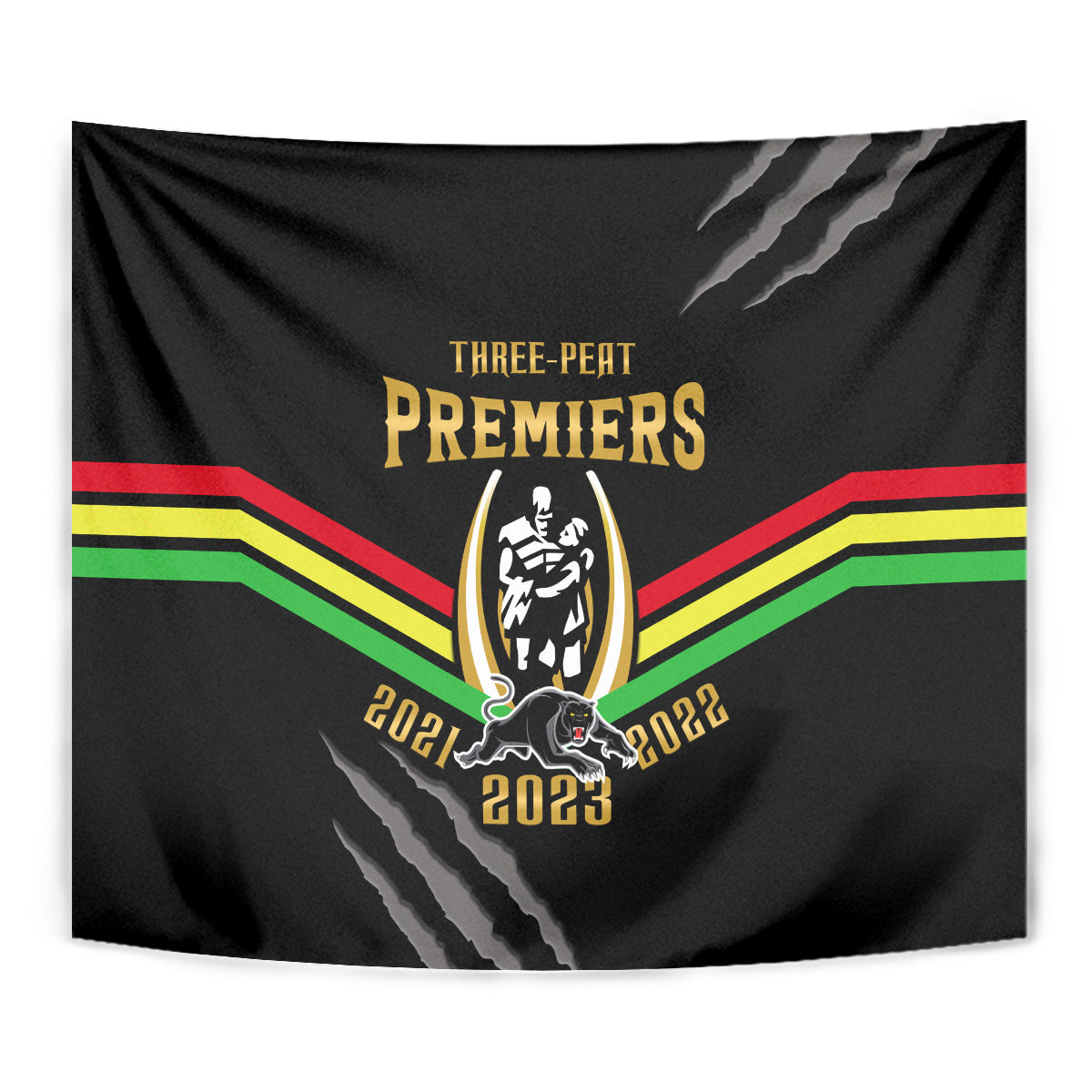 NRL Panthers Tapestry Premiers 2023 Three Peat Proud Of Our Boys Black - Vibe Hoodie Shop