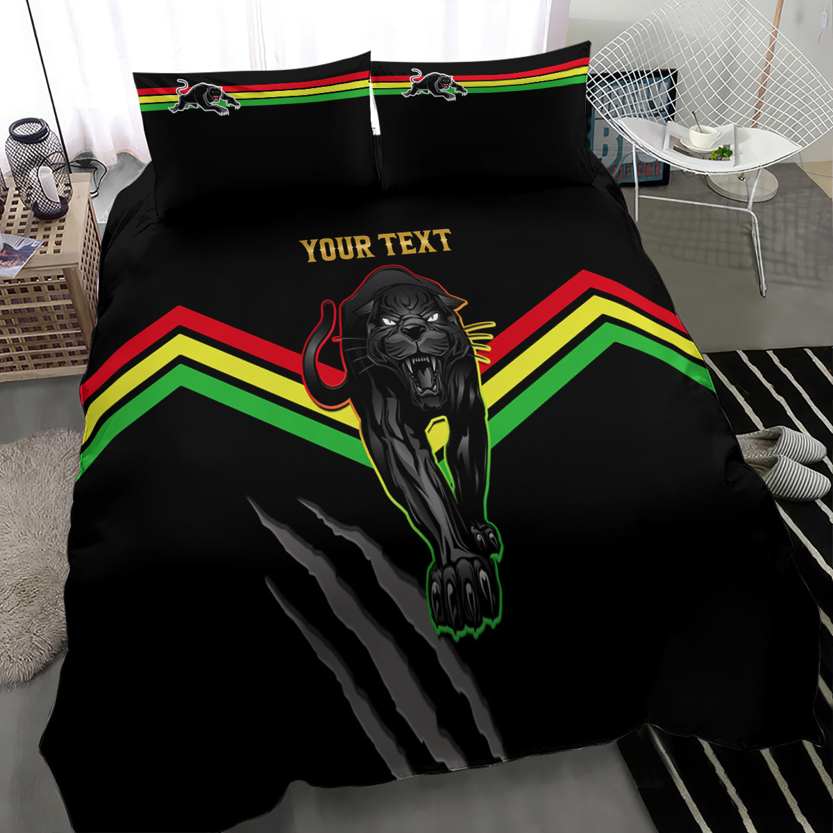 Personalised NRL Panthers Bedding Set Premiers 2023 Three Peat Proud Of Our Boys Black - Vibe Hoodie Shop