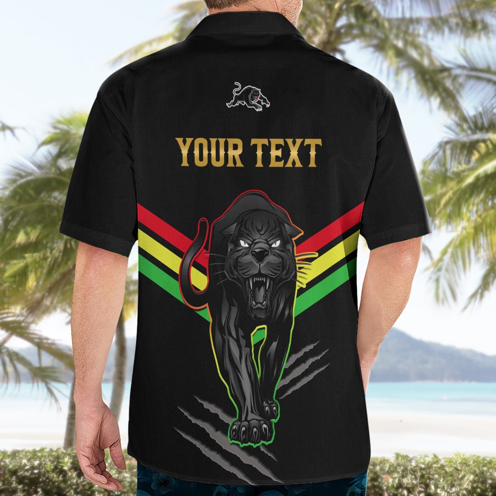 Personalised NRL Panthers Hawaiian Shirt Premiers 2023 Three Peat Proud Of Our Boys Black - Vibe Hoodie Shop