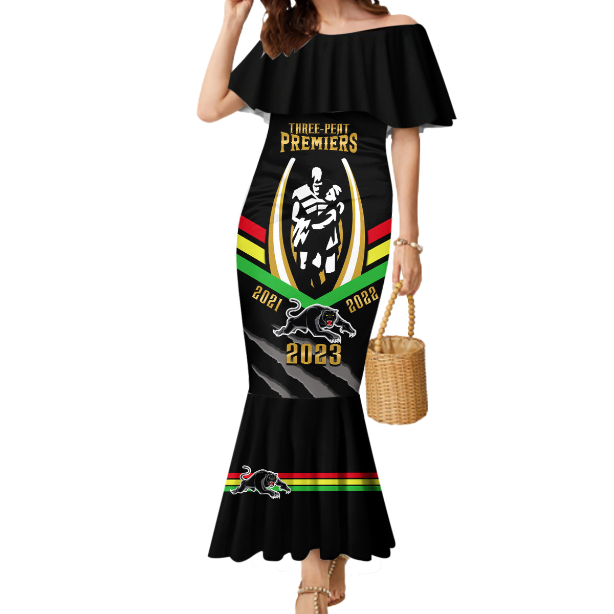personalised-nrl-panthers-mermaid-dress-premiers-2023-three-peat-proud-of-our-boys-black