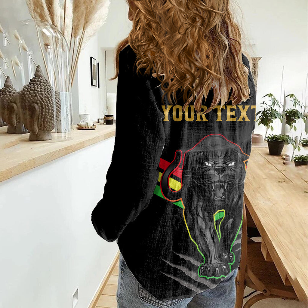 Personalised NRL Panthers Women Casual Shirt Premiers 2023 Three Peat Proud Of Our Boys Black - Vibe Hoodie Shop