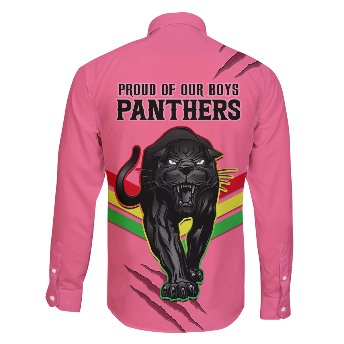 nrl-panthers-family-matching-off-shoulder-long-sleeve-dress-and-hawaiian-shirt-premiers-2023-three-peat-proud-of-our-boys-pink