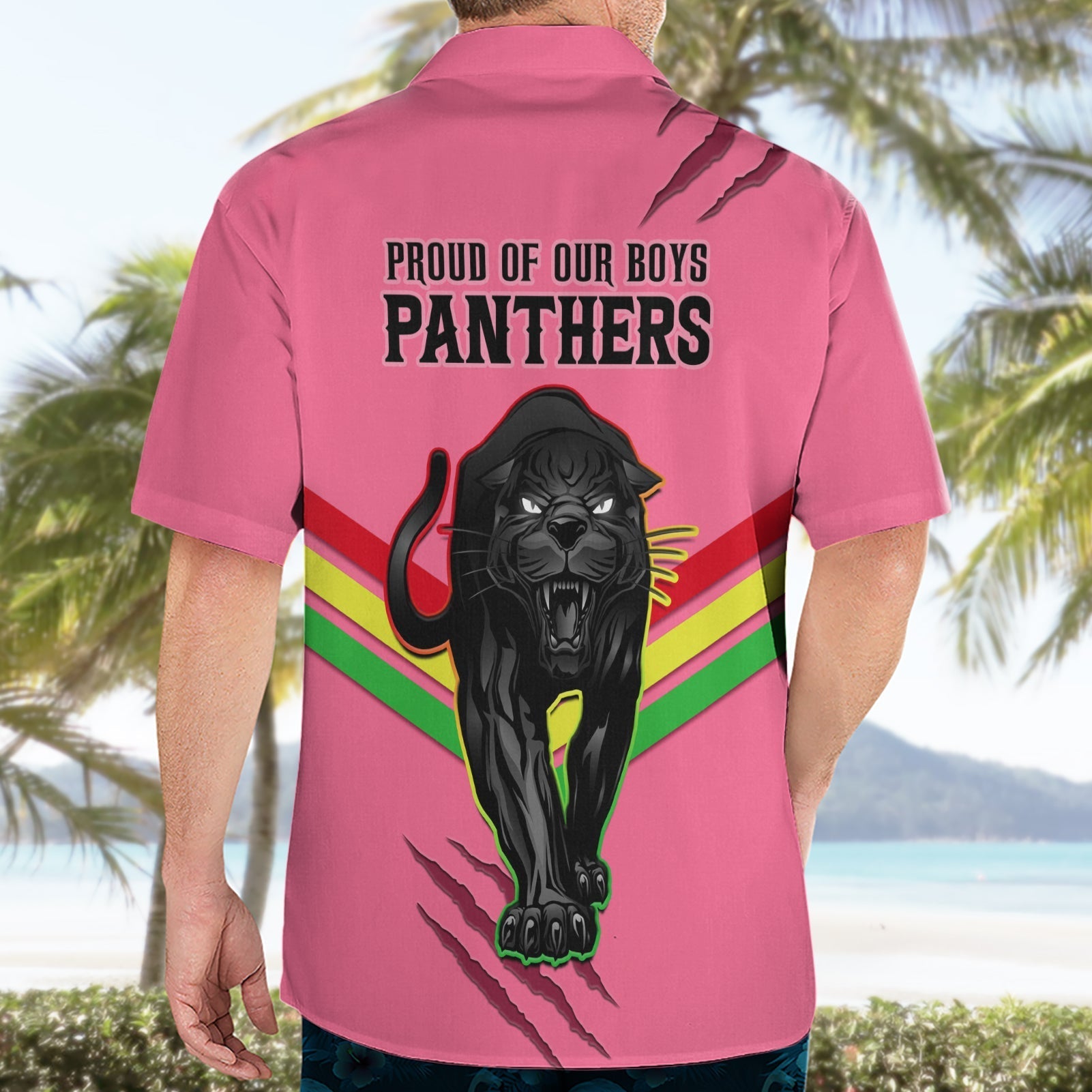 NRL Panthers Hawaiian Shirt Premiers 2023 Three Peat Proud Of Our Boys Pink - Vibe Hoodie Shop