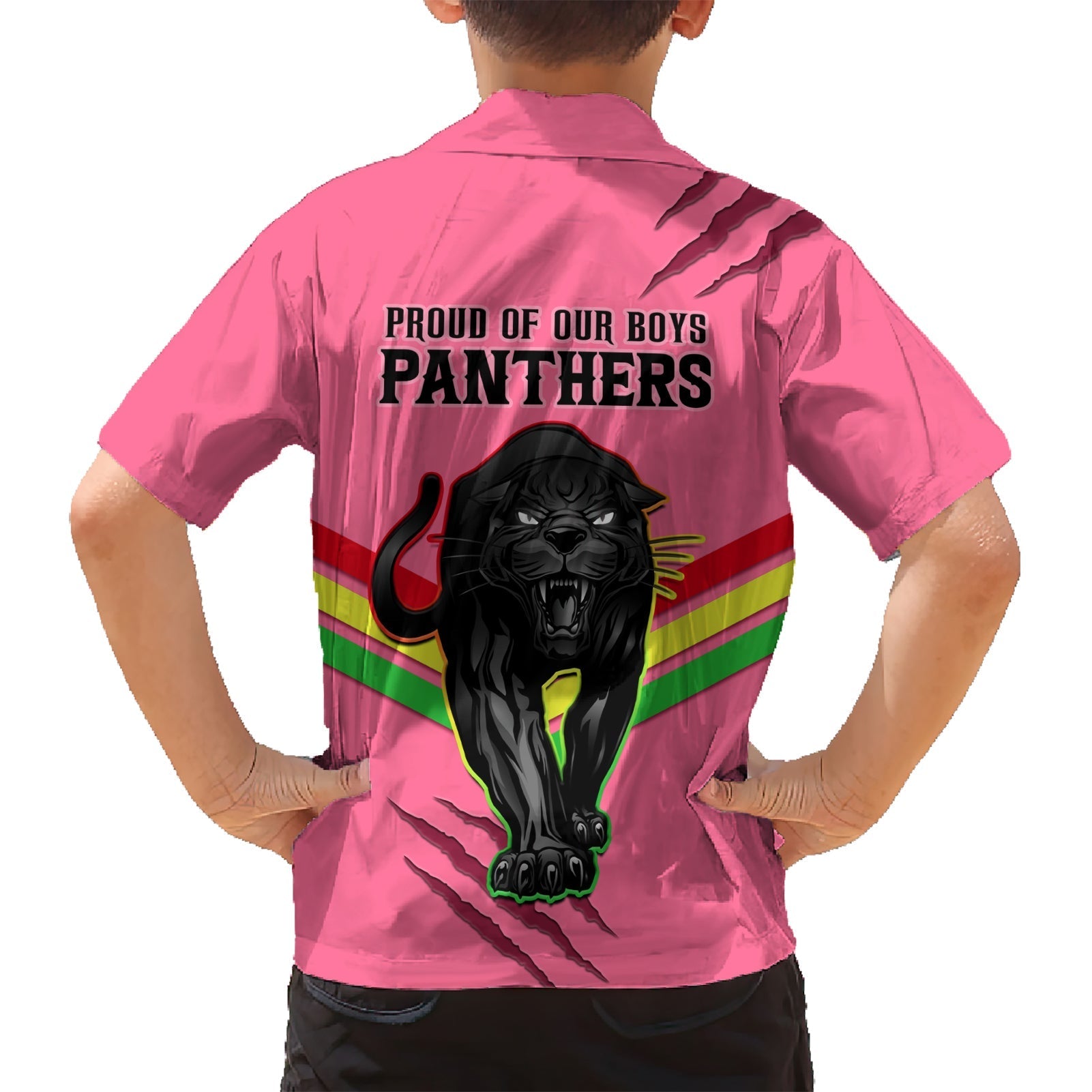 NRL Panthers Hawaiian Shirt Premiers 2023 Three Peat Proud Of Our Boys Pink - Vibe Hoodie Shop