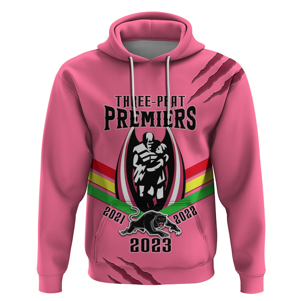 NRL Panthers Hoodie Premiers 2023 Three Peat Proud Of Our Boys Pink - Vibe Hoodie Shop