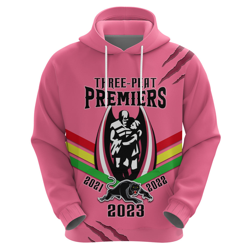 NRL Panthers Hoodie Premiers 2023 Three Peat Proud Of Our Boys Pink - Vibe Hoodie Shop
