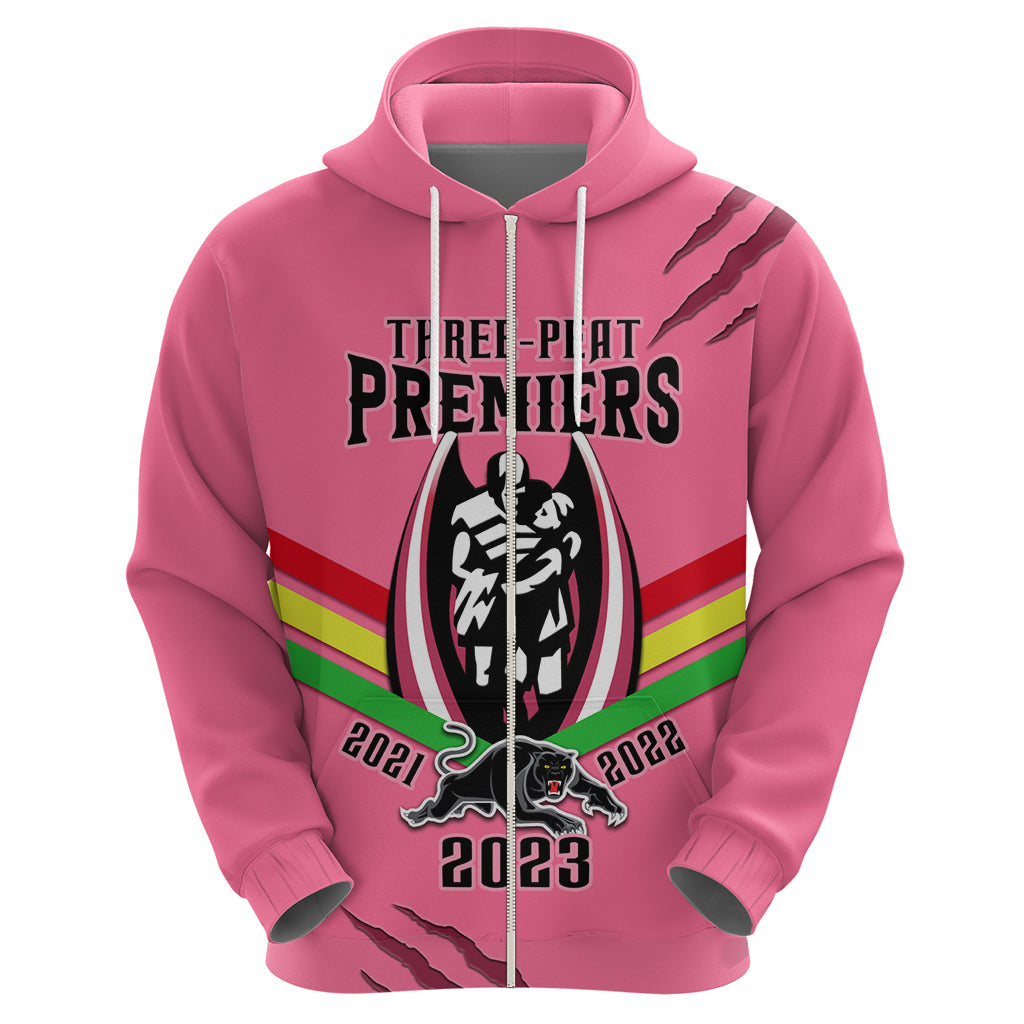 NRL Panthers Hoodie Premiers 2023 Three Peat Proud Of Our Boys Pink - Vibe Hoodie Shop
