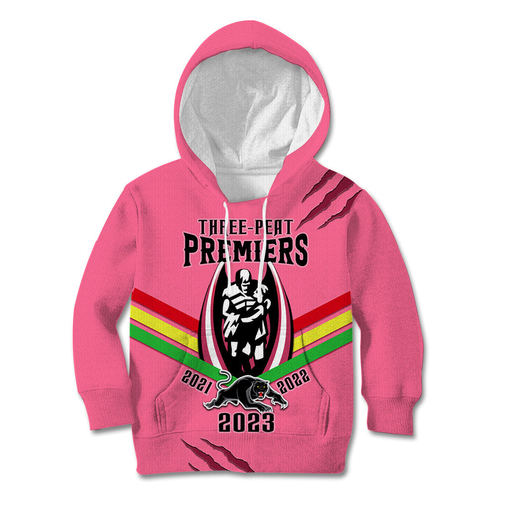 NRL Panthers Kid Hoodie Premiers 2023 Three Peat Proud Of Our Boys Pink - Vibe Hoodie Shop