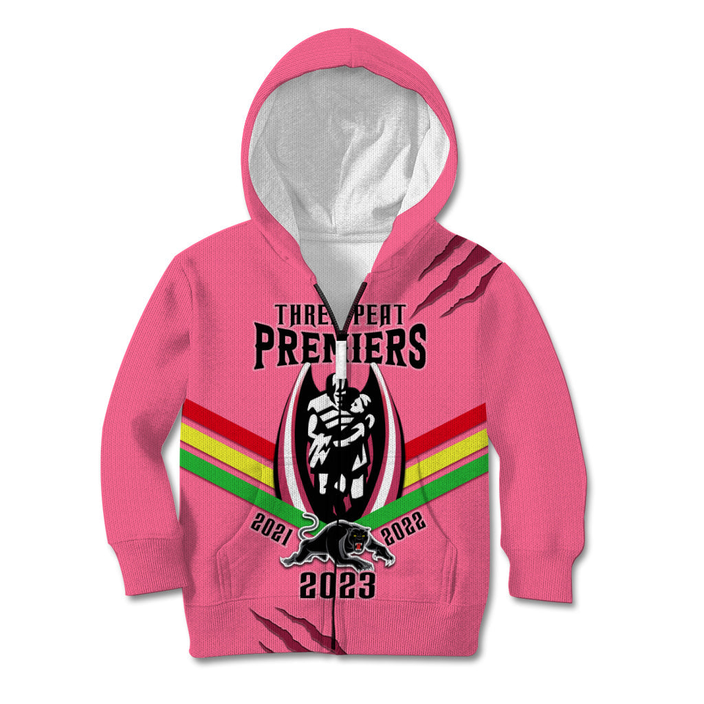NRL Panthers Kid Hoodie Premiers 2023 Three Peat Proud Of Our Boys Pink - Vibe Hoodie Shop