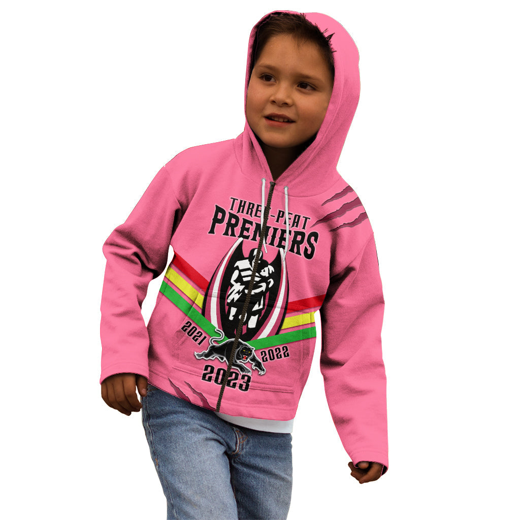 NRL Panthers Kid Hoodie Premiers 2023 Three Peat Proud Of Our Boys Pink - Vibe Hoodie Shop