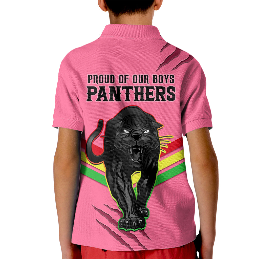NRL Panthers Kid Polo Shirt Premiers 2023 Three Peat Proud Of Our Boys Pink - Vibe Hoodie Shop