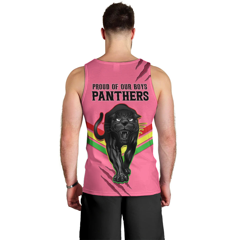 NRL Panthers Men Tank Top Premiers 2023 Three Peat Proud Of Our Boys Pink - Vibe Hoodie Shop